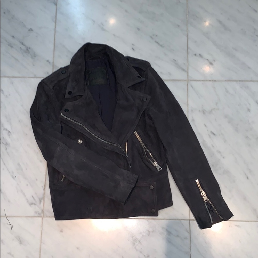 All Saints - Dark Grey Suede bomber - US size 0